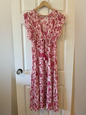 Pink Paisley Print Maxi Dress